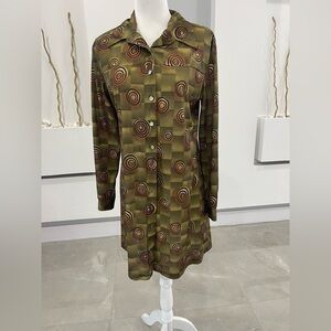 Geometric Patterned Green Dress